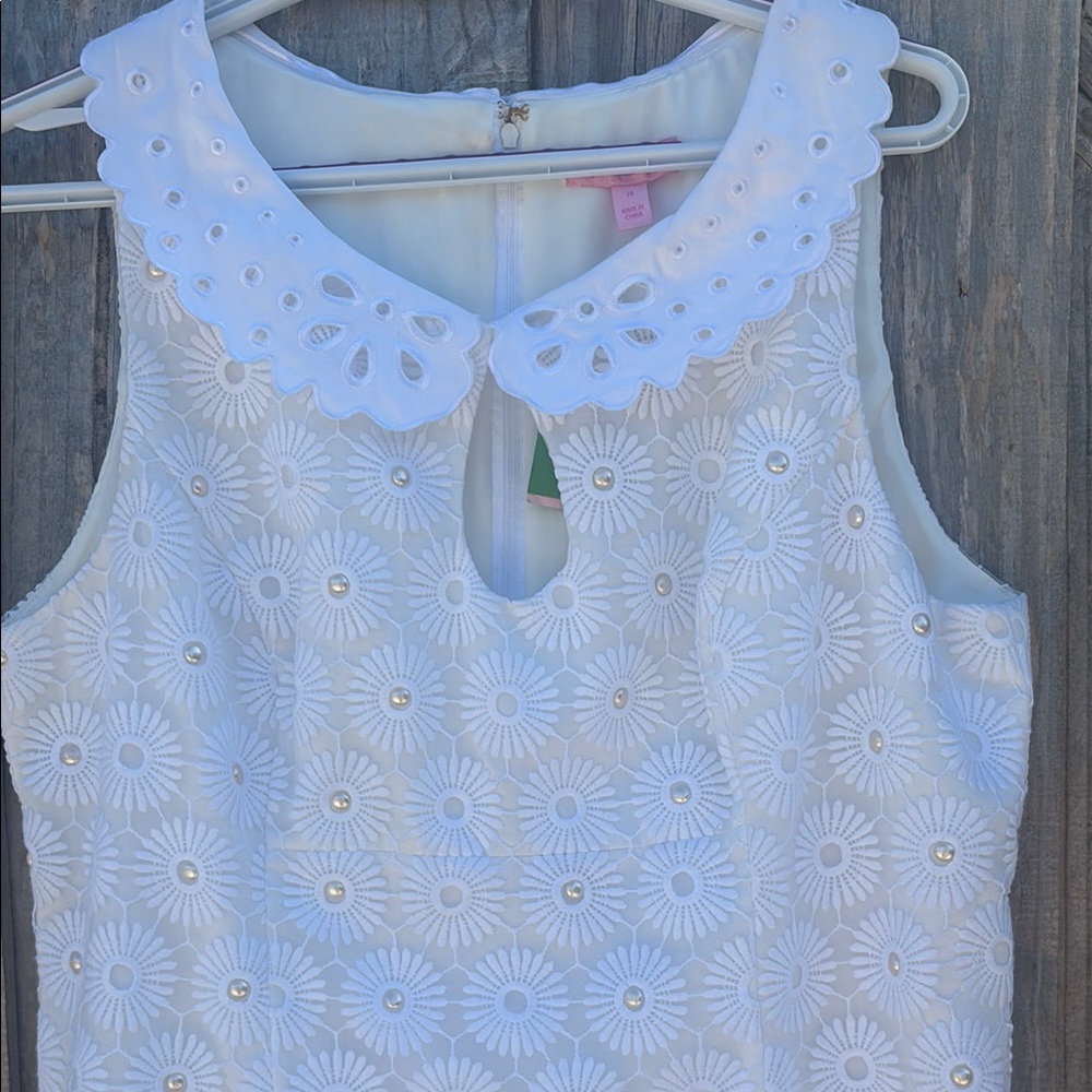Lilly Pulitzer Nicci dress-14 Resort white-pinwheel organza - Picture 7 of 16